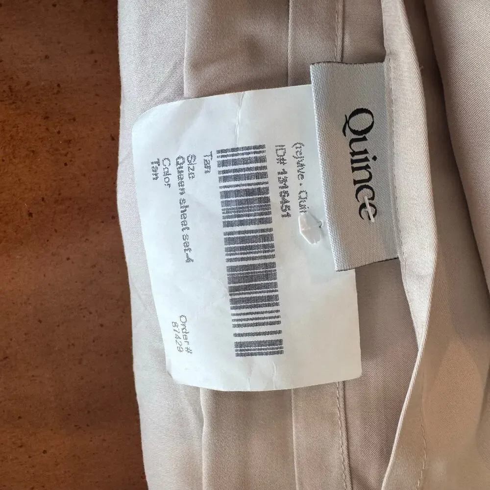 Quince Organic Bamboo Viscose Queen Sheet Set Sand Tan Queen 4 Pc NWOT